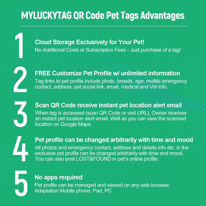 QR Code Service Dog Tag - Pet Online Profile - Scan QR Receive Instant Pet Location Alert Email